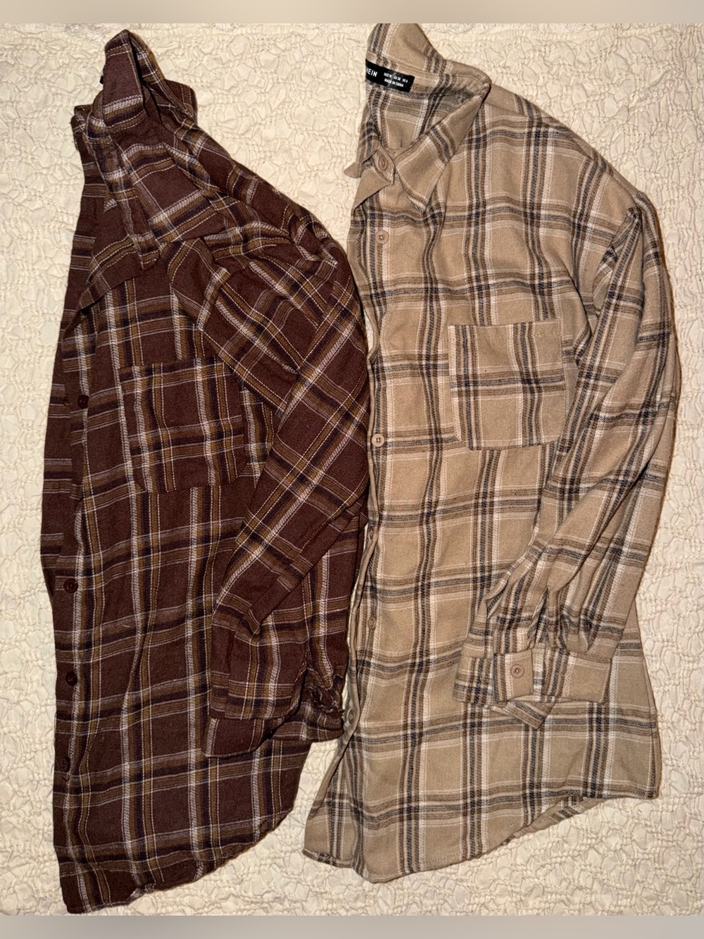 SHEIN Brown Plaid Button-Down Shirt